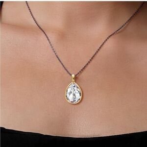 Gold and Silver Teardrop Pendant Necklace